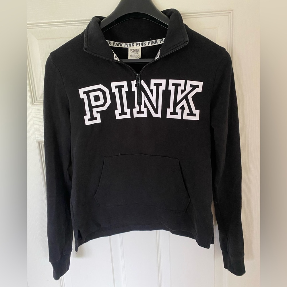 Black Quarter-Zip with Pink Logo